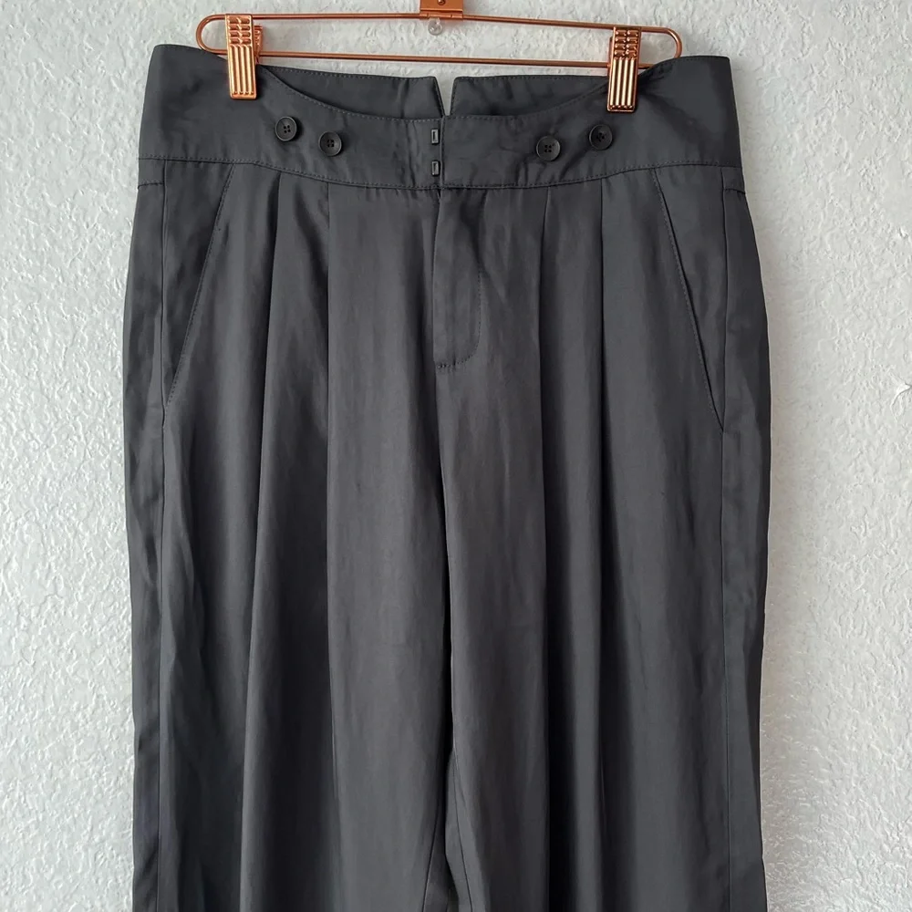 Helmut Lang Dress Pants Gray Tapered Leg Pleated High Waisted Loden size 2 - Picture 2 of 15
